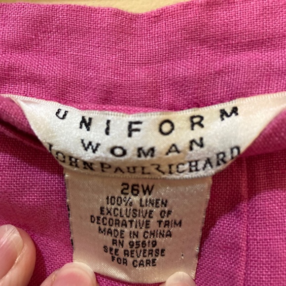 100% Linen Size 26W PINK (Barbie) pants: Uniform by John Paul Richard - Picture 7 of 10